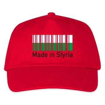 Made in Styria, Steiermark, Steirer - Kinder Basecap - Rot - Vorne