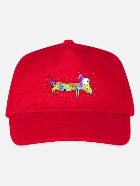 Bunter Hund - Hunderasse, Illustration - Kinder Basecap - Rot