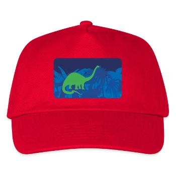 Urwald Dinos Langhals - blau - Kinder Basecap - Rot - Vorne