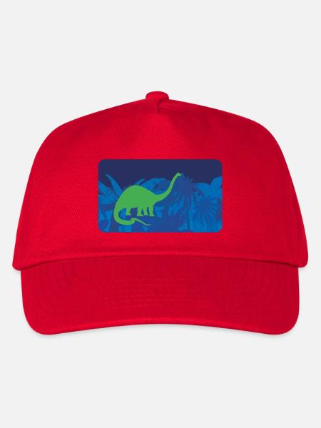 Urwald Dinos Langhals - blau - Kinder Basecap - Rot