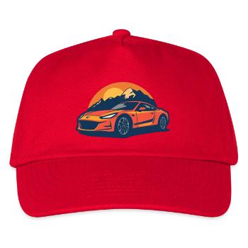 Schneller Sportwagen mit Bergpanorama - Kinder Basecap - Rot - Vorne