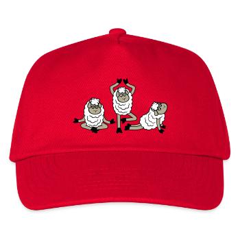 Sheep Three Tired Exhausted Yoga Meditation 3 Poses - Kids’ Baseball Cap - red - Front