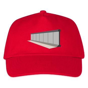 Graue Paneelwand Panorama - Kinder Basecap - Rot - Vorne