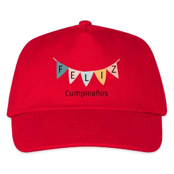 Feliz Cumpleaños Banner-Happy Birthday-Alles Gute - Kinder Basecap - Rot - Vorne