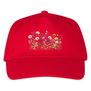 Wildblumen Wiese mit natürliche Aquarellblüten - Kinder Basecap - Rot - Vorne