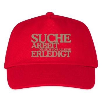 Suche Arbeit die sich von alleine erledigt Retro - Kinder Basecap - Rot - Vorne