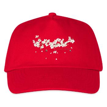 Kirschenbaum Zweig mit weissen Blüten Abbildung - Kinder Basecap - Rot - Vorne