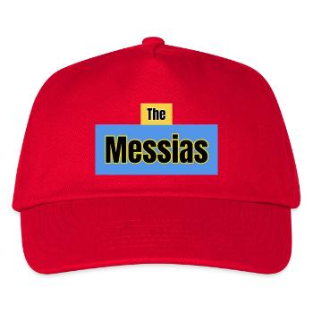 Der Messias-Typografie-Blau - Kinder Basecap - Rot - Vorne