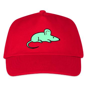 Minzfarbene Maus Silhouette - Kinder Basecap - Rot - Vorne