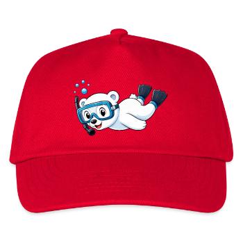 Süßer Eisbär Taucher Schnorcheln Cartoon - Kinder Basecap - Rot - Vorne