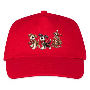 🎁 Weihnachts-Schlittenhunde - Kinder Basecap - Rot - Vorne