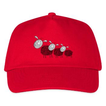 Three wool sheep - sheep cartoon - Kids’ Baseball Cap - red - Front