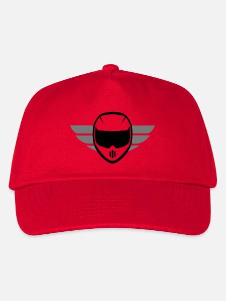 Sport Motorradhelm mit Flügel - Kinder Basecap - Rot