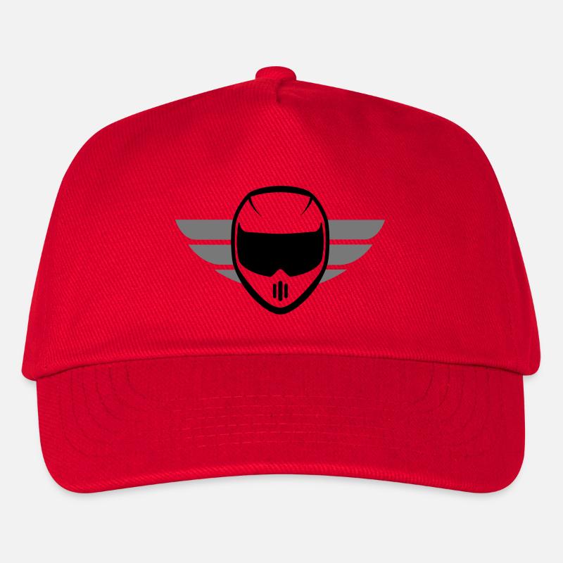 Sport Motorradhelm mit Flügel - Kinder Basecap - Rot