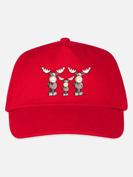 Elch Familie - Kinder Basecap - Rot
