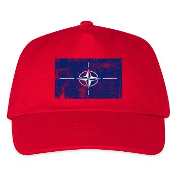 NATO Flagge Fahne Grunge Retro Vintage - Kinder Basecap - Rot - Vorne