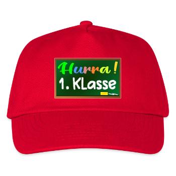 Grundschule 1. Klasse HURRA - Kinder Basecap - Rot - Vorne