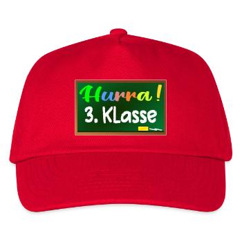 Grundschule 3. Klasse - Schultafel - Kinder Basecap - Rot - Vorne