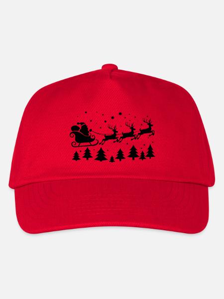 Weihnachtsmann Schlitten Rentiere Santa Silhouette - Kinder Basecap - Rot