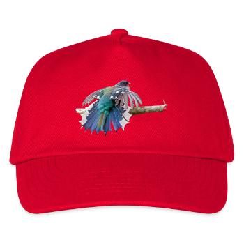 Colorful bird in flight on branch - Kids’ Baseball Cap - red - Front