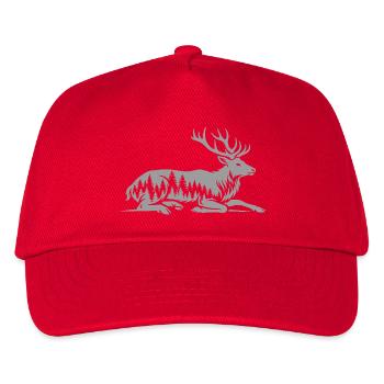  Hirsch - Kinder Basecap - Rot - Vorne