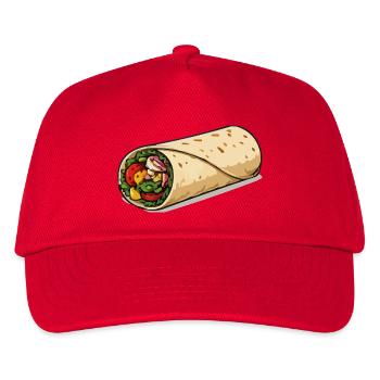 Farbintensiver Burrito-Wrap - Kinder Basecap - Rot - Vorne