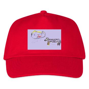 The square was empty, yet the dog refused to leave - Kids’ Baseball Cap - red - Front