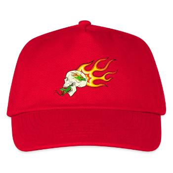 Retro Biker Motiv – Flammendrache & Schlange - Kinder Basecap - Rot - Vorne