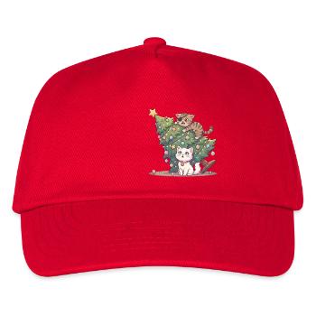 O Tannenbaum! Süße Katzen & Weihnachtschaos - Kinder Basecap - Rot - Vorne
