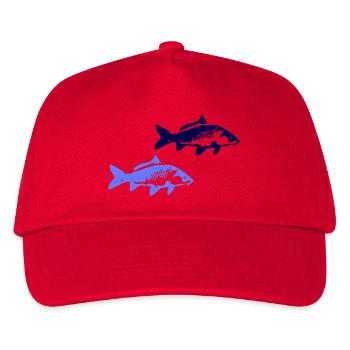 Zwei blaue Fischsilhouetten - Kinder Basecap - Rot - Vorne