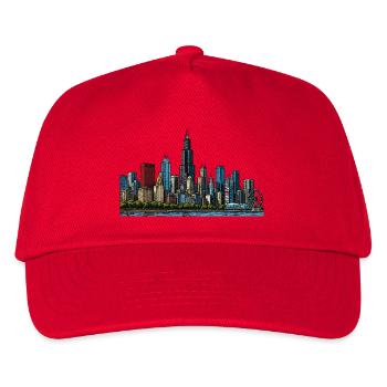 Chicago Stadt Skyline - Kinder Basecap - Rot - Vorne