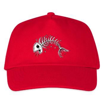 Skelettfisch-Grafikzeichnung - Kinder Basecap - Rot - Vorne