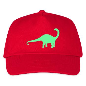 Neon Dino Silhouette - Kinder Basecap - Rot - Vorne