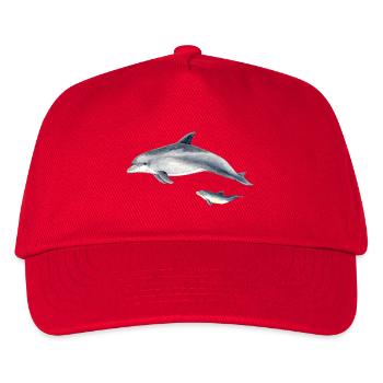 Delfine in blauem Duo-Aquarell - Kinder Basecap - Rot - Vorne