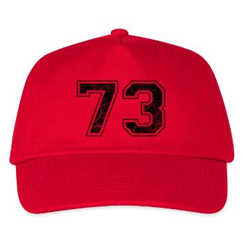 Zahl 73 im Vintage-Shabby-Chic - Kinder Basecap - Rot - Vorne