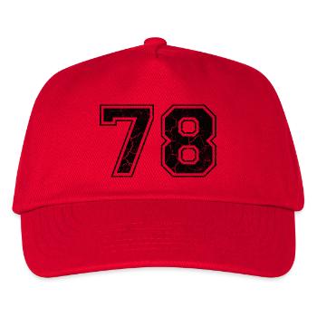 Zahl 78 im Vintage-Shabby-Chic - Kinder Basecap - Rot - Vorne