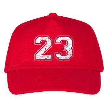 23 in weiß im Vintage-Look - Kinder Basecap - Rot - Vorne