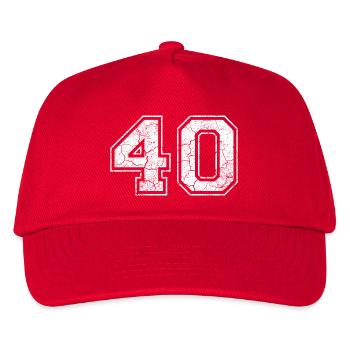 40 in white in the used look - Kids’ Baseball Cap - red - Front