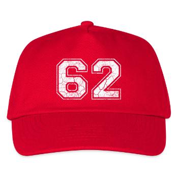62 in white in the used look - Kids’ Baseball Cap - red - Front