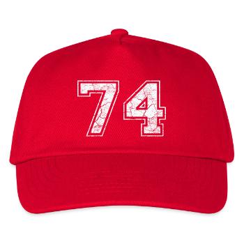 74 in white in the used look - Kids’ Baseball Cap - red - Front