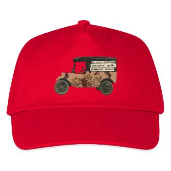 Veteranenauto, antikes Automobilbotanisches Motiv - Kinder Basecap - Rot - Vorne