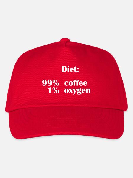 Die Ernährung besteht zu 99 % aus Kaffee, aber nur zu 1 % aus Sauerstoff - Kinder Basecap - Rot
