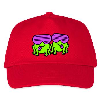 Frösche Party Sonnenbrillen cool lustig Comic Duo - Kinder Basecap - Rot - Vorne