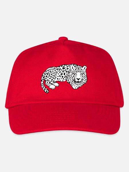 Leopard weiß Katzenshirt Leparden T-shirt Geschenk - Kinder Basecap - Rot