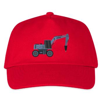 Bagger mit Hammer - Kinder Basecap - Rot - Vorne