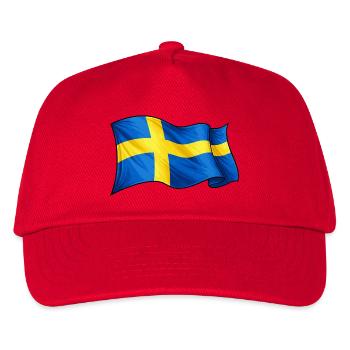 Schweden Fahne - Kinder Basecap - Rot - Vorne