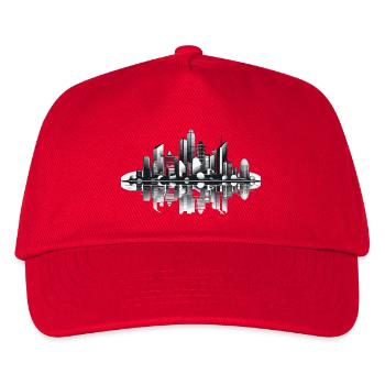 Black and White Skyline Reflection - Kids’ Baseball Cap - red - Front