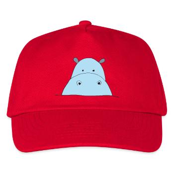 Blauer Hippo Blickfang - Kinder Basecap - Rot - Vorne