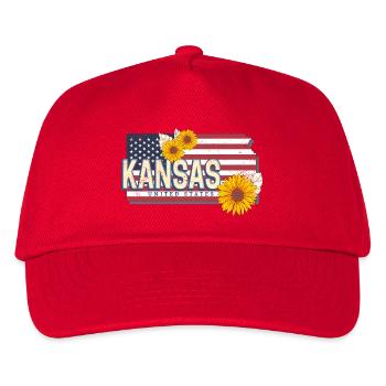 Kansas United States Retro Map Souvenir - Kids’ Baseball Cap - red - Front
