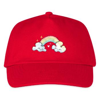 Glücksbringer süße Wolken mit Regenbogen - Kinder Basecap - Rot - Vorne